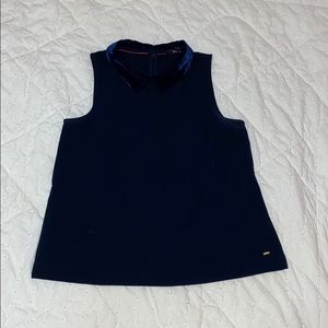 navy blue velvet peter pan collar top